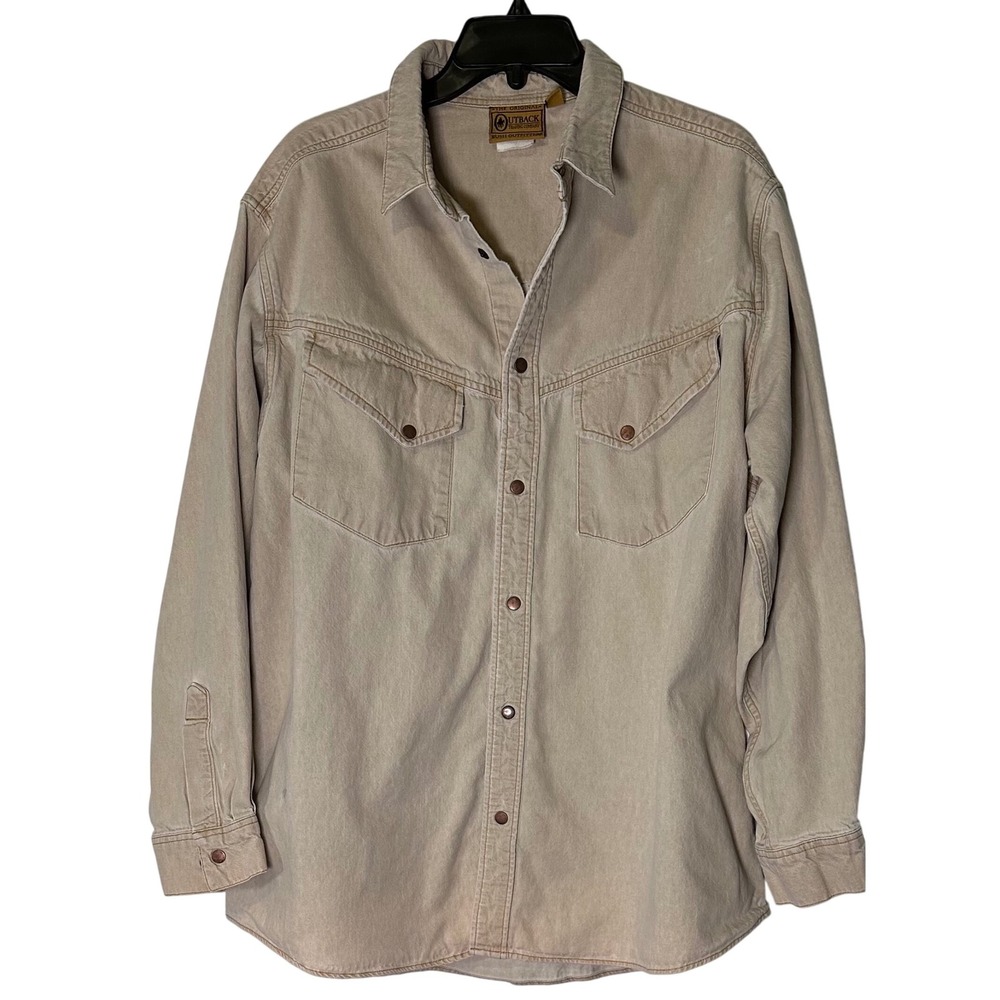 Outback Company Outfitters‎ Mens Shirt Button Up Beige Workwear Camp *See photos